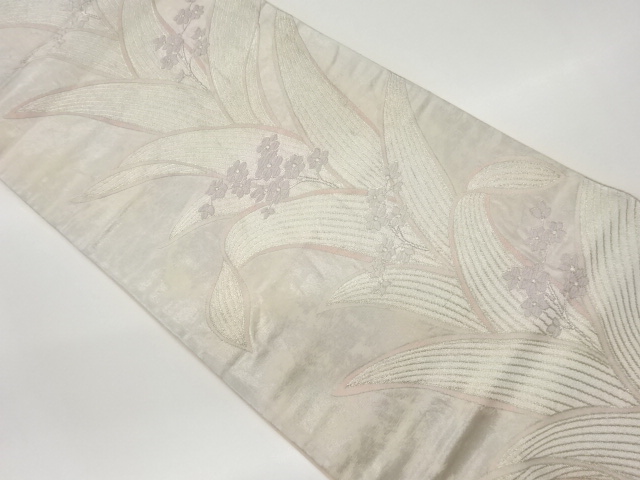 JAPANESE KIMONO / VINTAGE FUKURO OBI / WOVEN FLORAL PLANTS